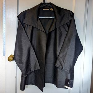 Valerie Stevens NWT Black Silk Dupioni Boxy Blazer Jacket